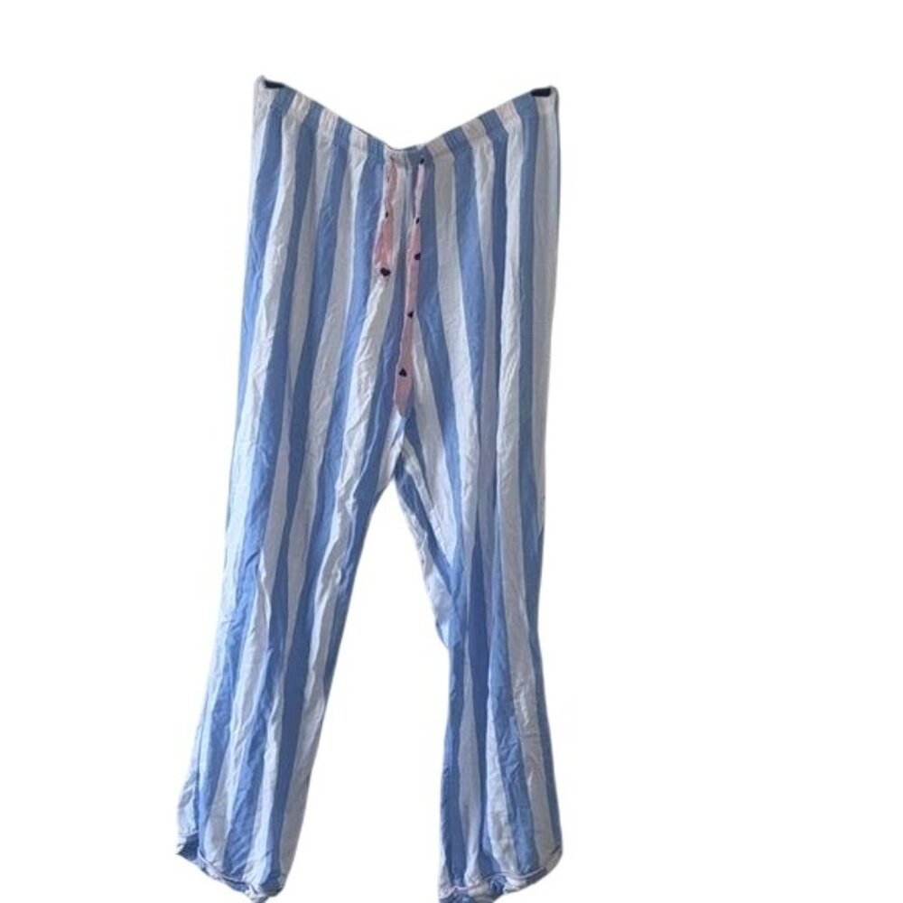 Peace Love & Dreams Blue & White Striped Pajama Set M/M - Picture 7 of 11